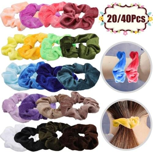 20PCS Velvet Headband Scrunchies Set For Women Girls Velvet Elastics Colorful Elastic Rope Hair Ropes Traceless Hair Accessories