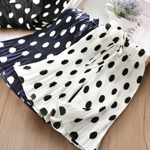 2021 Summer Kids Girls Loose Pants Clothes Girls Polka-Dot Leggings Chidlren Wide Leg Waist Pants Clothing Size 3-10 Years