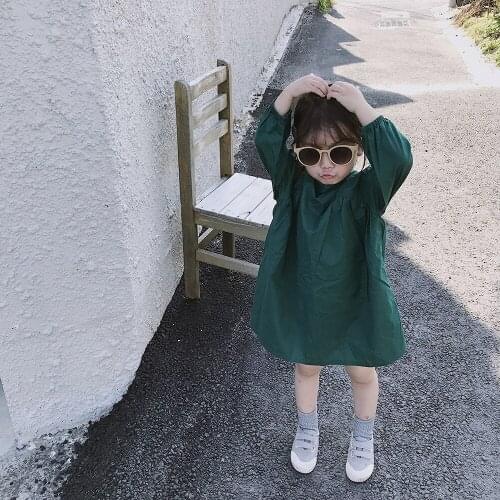 2021 New Autumn Girls Korean The Bow Dress Princess Dress New Foreign Trade Childrens Clothing Hair 2-7 Years Old