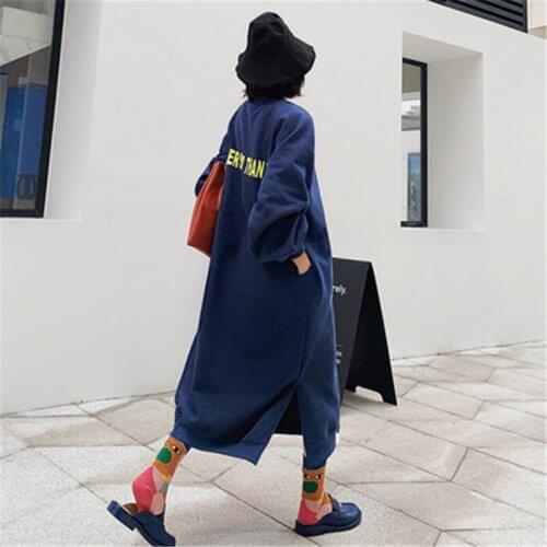 2020 Fashion Pregnant Women Sweatshirts Long Female Dress Loose BF Lazy Wind Korean Autumn Winter Hoodies XA229