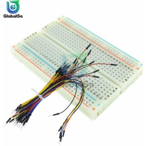 400 Hole Solderless Breadboard 400 Point Solderless PCB Test Bread Board for Arduino Jumper Wires Cables
