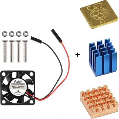 5V / 3.3V Cooling Fan with Screws + Heat Sink 1 Aluminum with 2 Copper for Raspberry Pi 4 / Pi 3 Model B RPI B