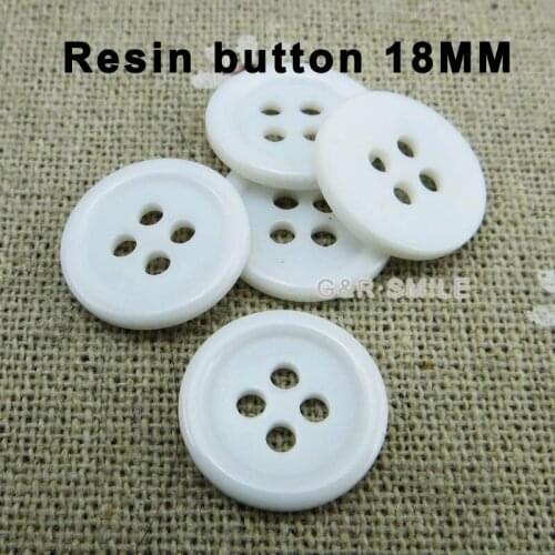 50PCS 18MM high quality white RESIN coat shirt buttons coat boots sewing clothes accessory round GARMENT button R-314G