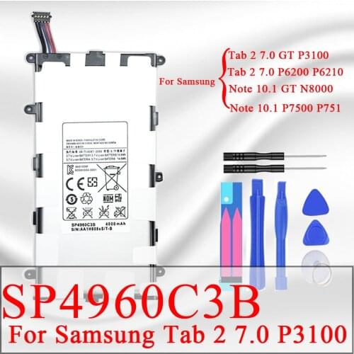 Tablet Battery For Samsung Galaxy Tab 2 7.0 10.1 GT P3100 P3110 P6200 P6210 P5100 P5110 Tablet N8000 N8010 N8020 P7500 P7510