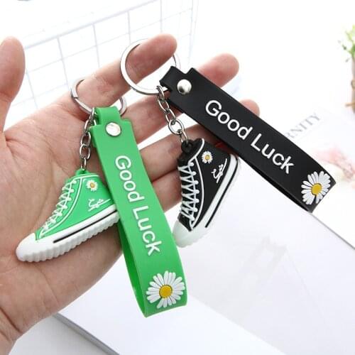 Cute Daisy Mini Simulation Canvas Shoes Keyring Keychain For Women Bag Key Chains Holder Accessory Souvenir Gift Jewellery 2021