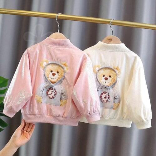 2021 Spring Autumn Jacket Outwear Sequins Girls Clothing Kids Coats For Baby Tops Little bear Infant Girl Clothes Windbreak Coat