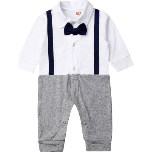 Baby Romper 2019 Kids Baby Boys Toddler Gentleman Suit Long Sleeve Romper Jumpsuit Clothes Outfit