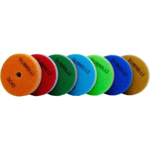 7pcs/Set 75mm 3 Inch Sponge Diamond Polishing Pads Marble Granite Artificial Stone Polishing Cleaning Tool Wet Sanding Disc