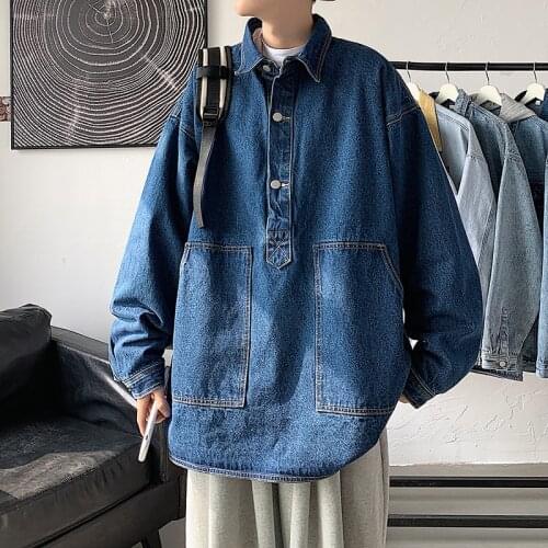 Ins Retro Denim Jacket Male Spring and Autumn Models Korean Version of The Trend of Student Tooling Jacket Tide Brand Top