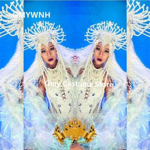 EC68 Singer ballroom dance stage show wears costumes dj coral bodysuit performance cloak bar model outfit party dresses clothes