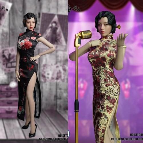 SUPER DUCK 1:6th SET046 Shanghai Female Singer Clothes Outfit Head Microphone fit 12" Female Action Figures