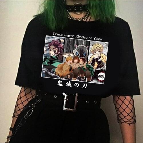 Anime Demon Slayer: Kimetsu No Yaiba Printed Short Sleeve Oversized T Shirt Harajuku Unisex
