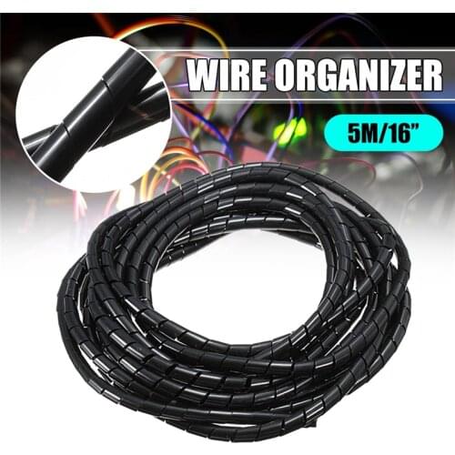 MTSPACE 5M 6mm Spiral Wire Organizer Wrap Tube Flexible Manage Cord for PC Computer Home Hiding Cable 4-50mm Make Wire Succinct