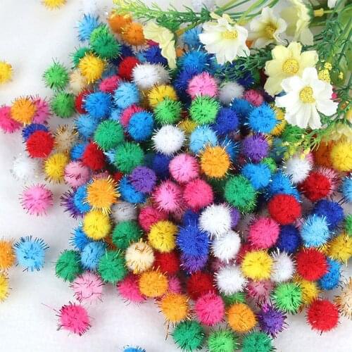 Colorful 10/15/20/25mm/30mm Glitter Polypropylene Mini Fluffy Soft Pom Poms Pompoms Ball Handmade Kids Toys DIY Craft Supplies