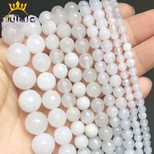 Natural Faceted White Quartz Crystal Beads Round Loose Beads For DIY Making Bracelet Necklace Jewelry 15'Strands 4/6/8/10/12mm