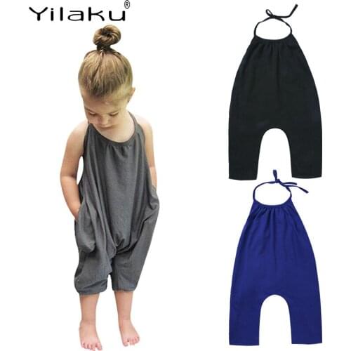 Yilaku Summer Baby Clothes Girl Clothes Romper Backless Sleeveless Toddler Baby Girl Jumpsuit Kids Cropped Pants Onesie YY102