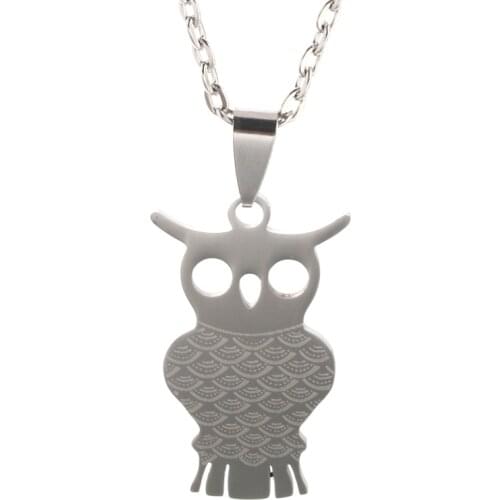 Fashion Jewelry Stainless Steel Cute Owl Pendant Necklace Jewelry For Friends Mystery Gift Necklace