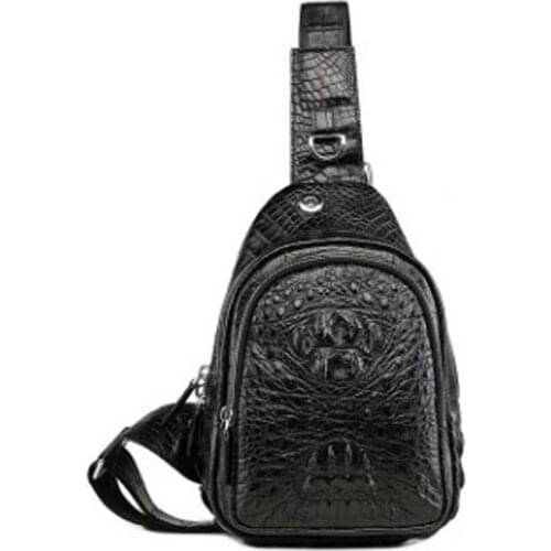 LINSHE crocodile Genuine crocodile leather men chest bag Mens bags Inclined shoulder bag One shoulder bag