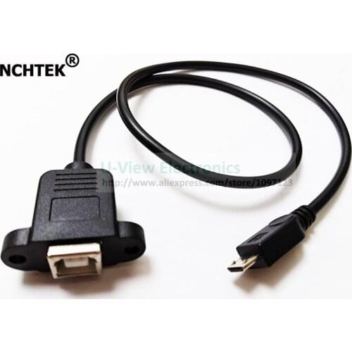NCHTEK Micro USB 5pin Male to USB B Female Panel Mount Type Cable with Screws About 50CM/Free DHL Shipping/100PCS