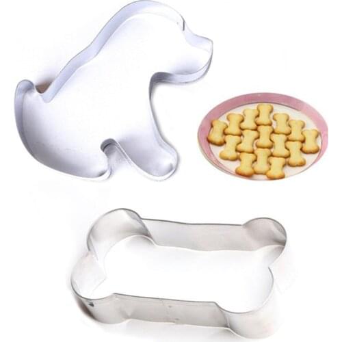 New Lovely Puppy Aluminum Bakeware Kitchen Biscuit Cookie Tools Vegetable Cutter Mould Stainless Steel Cute Pet Dog Bone Shape