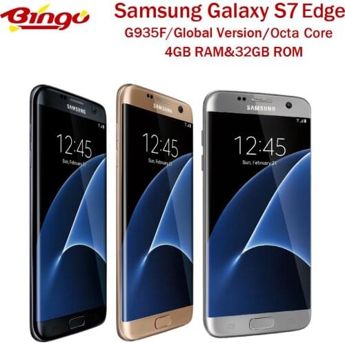 Samsung Galaxy S7 Edge G935F Original Global Version Unlocked LTE Android Mobile Phone 5.5" Octa Core 12MP&5MP 4GB RAM 32GB ROM