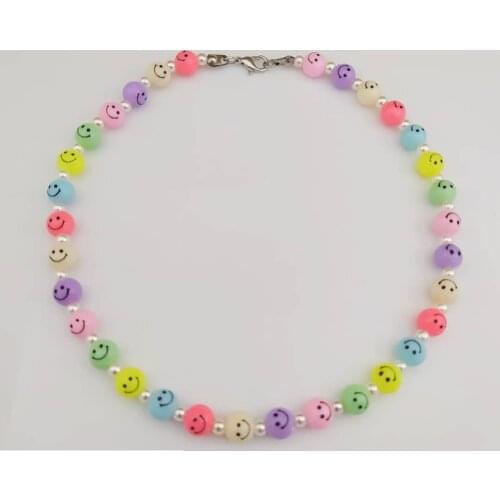 Harajuku Cute Multicolor Resin Beads Chains Necklace for Women Girls Gift Minimalist New Fashion Neck Jewelry Punk Strand Choker