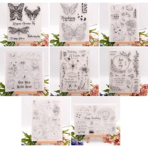Easter Bunny Butterfly Silicone Clear Seal Stamp DIY Scrapbooking Embossing Photo Album Decorative