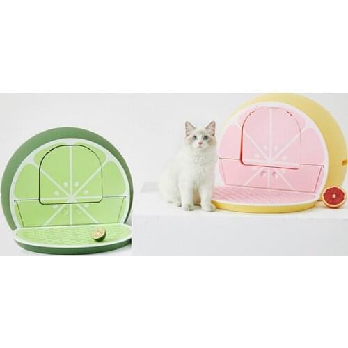 Pet Large Lime Grapefruit Fully Closed Litter Box Cat Toilet Training Kit Anti-spatter Scoop Free Litter Box Kitty Cat Bedpans