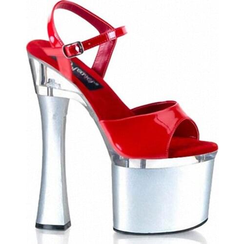 Sexy Womens Shoes Thick Super 18CM Sexy High-Heeled Shoes Sandals Black Platform Performance / Star /Model Shoes