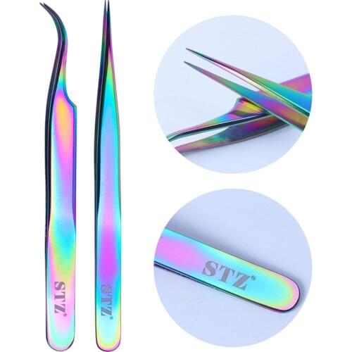 Rainbow Eyebrow Nail Tweezers Face Hair Remover Rimmer Plier Nail Manicure Cosmetic Tools Make Up Gel Nail Hand Clip