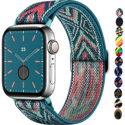 Scrunchie Strap for Apple watch band 44mm 40mm 38mm 42mm Adjustable Elastic Nylon solo Loop bracelet iWatch series 3 4 5 6 se