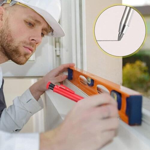 Woodworking Activity Pen Solid Carpenter Pencil Deep Hole Marker Built-in Pen Pencil Marker Mechanical Sharpener Q9V4