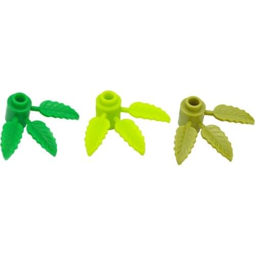 DIY Bamboo Leaf Plants Tree Round 1 x 1 with 3 Leaves Building Blocks City Creative Grass Flower Accessory Compatible All brand