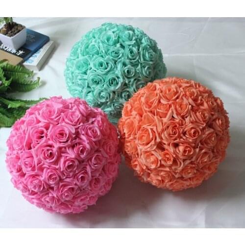 Tiffany Blue Wedding Decorations Artificial Rose Silk Flower Ball Centerpieces Mint Decorative Hanging Flower Ball Wine party