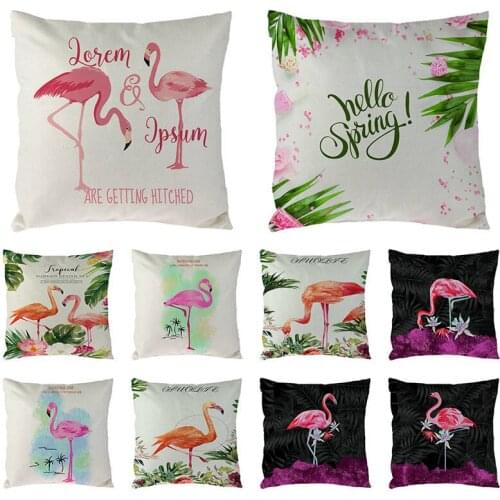 Nordic Decoration Home Cushion Cover Green Pink Flamingos Kissen Living Custom Sofa Throw Pillows Covers 45x45cm Home Decor 1549