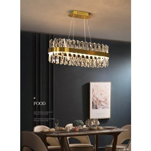 Modern K9 Crystal Chandelier Gold Chandelier Dining Room Rectangle Led Lamp Hanging Lamp Light Metal Drop For Living Room