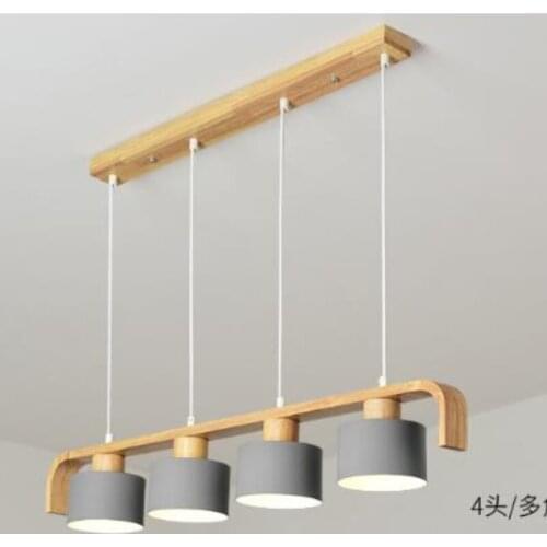 Modern LED Pendant Lights With Metal Lampshade For Dining Wooden Hanging Lamp E27 Wood Kitchen Luminaire