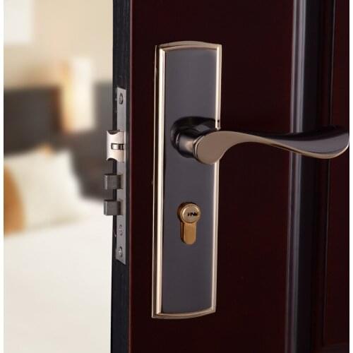 Steel-wood bearing bedroom door lock indoor wooden door handle lock mechanical hardware lock