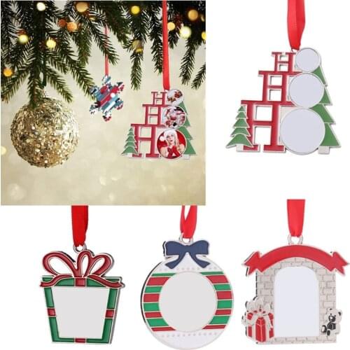 Sublimation Blank Pendant Heat Transfer Christmas Tree Hanging Ornament with Red Hanging Rope for Holiday DIY Crafts