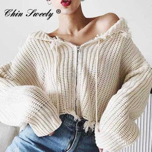 Tassel Knitted Coats Women Hooded Solid Long Batwing Sleeve Short Cardigan Coat Female 2021 New Spring Fashion Ladies Cardigans
