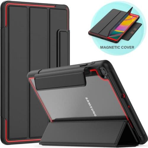 Ultra slim leather smart cover case for samsung galaxy tab a 10.1 2019 sm t510 T515 transparent back cover