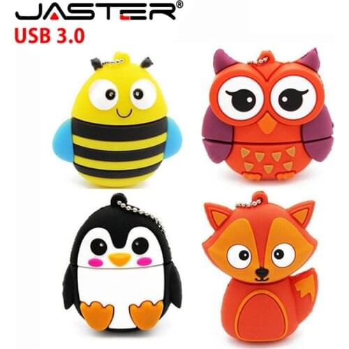 JASTER USB 3.0 HOT penguin owl fox pen drive cartoon usb flash drive pendrive 4GB 8G 16GB 32GB U disk animal memory stick gift