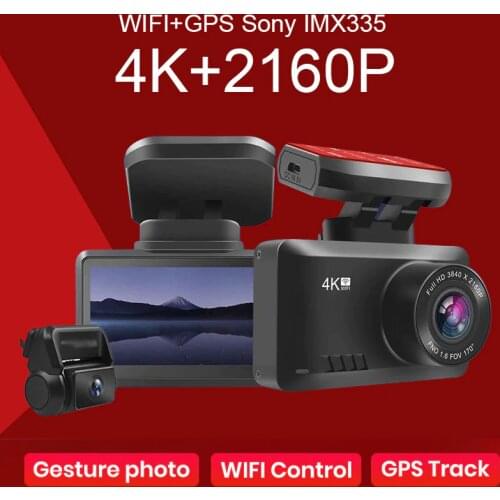 4K Dash Cam HD Car DVR 2.45" IPS 24 Hours Parking Monitor APP Connect Dash Cam GPS WIFI Night Vision Registrar with Rear Camera