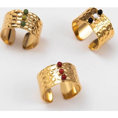 Vintage Stainless Steel Gold Rings For Women Colorful Stone Rings Acier Inoxydable Bague Anillos Mujer Party Gift