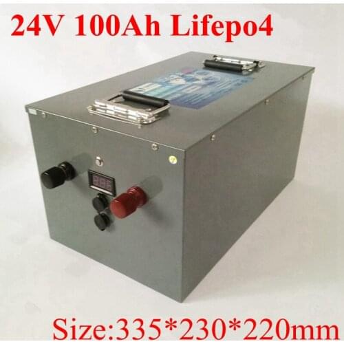 Waterproof 24V 100AH Lifepo4 Battery Electric Bicycle Voltage Display for 4800W Solar Forklift EV AGV UPS + 29.2v 10A Charger