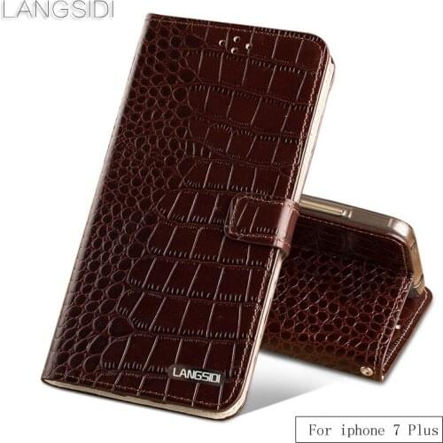 Wangcangli brand phone case Crocodile tabby fold deduction phone case For iPhone 7 Plus cell phone package All handmade custom
