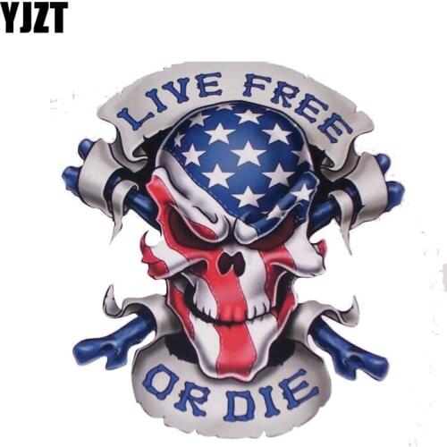 YJZT 12.2CM*13.3CM Funny LIVE FREE OR DIE Car Sticker Skull Cow Boy Decal Accessories 6-1110