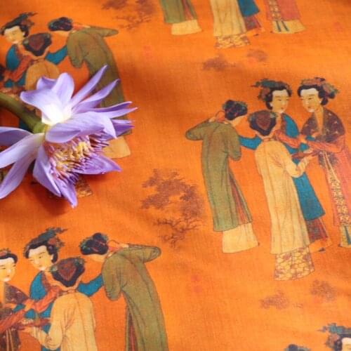 Lady Figure High Quality Natural Pure Ramie Linens Cloth Fabric Summer Thin Chinese Style Robe Dress Tissu Diy Sewing Designer