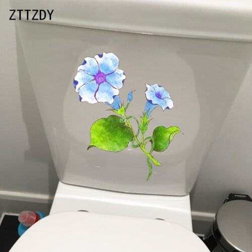 ZTTZDY 21*22.5CM Flower Morning Glory Cartoon Home Rooms Wall Sticker Decor WC Toilet Decal T2-0178