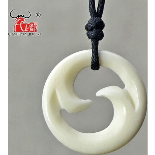 1PC New Zealand Maori Handmade Carved Yak Bone CUTOUT Pendant Choker Womens Mens Necklace Tribal Surfer Style